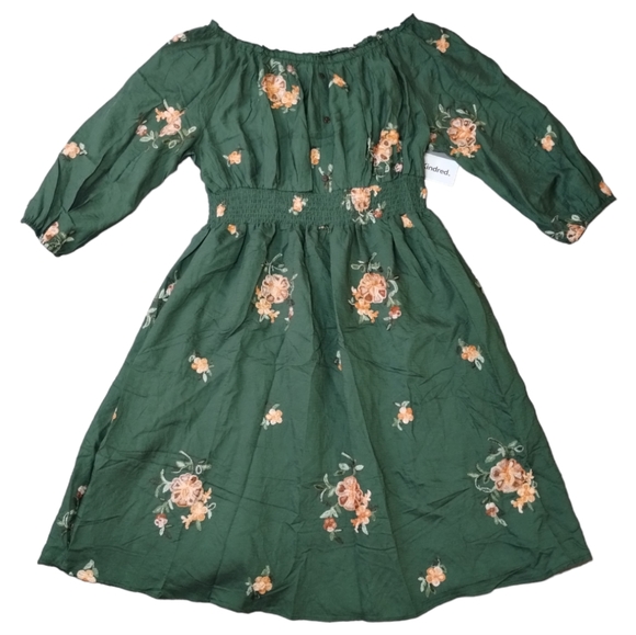 Anthropologie Kindred Embroidered Long Sleeve Off Shoulder Dress - Picture 9 of 16